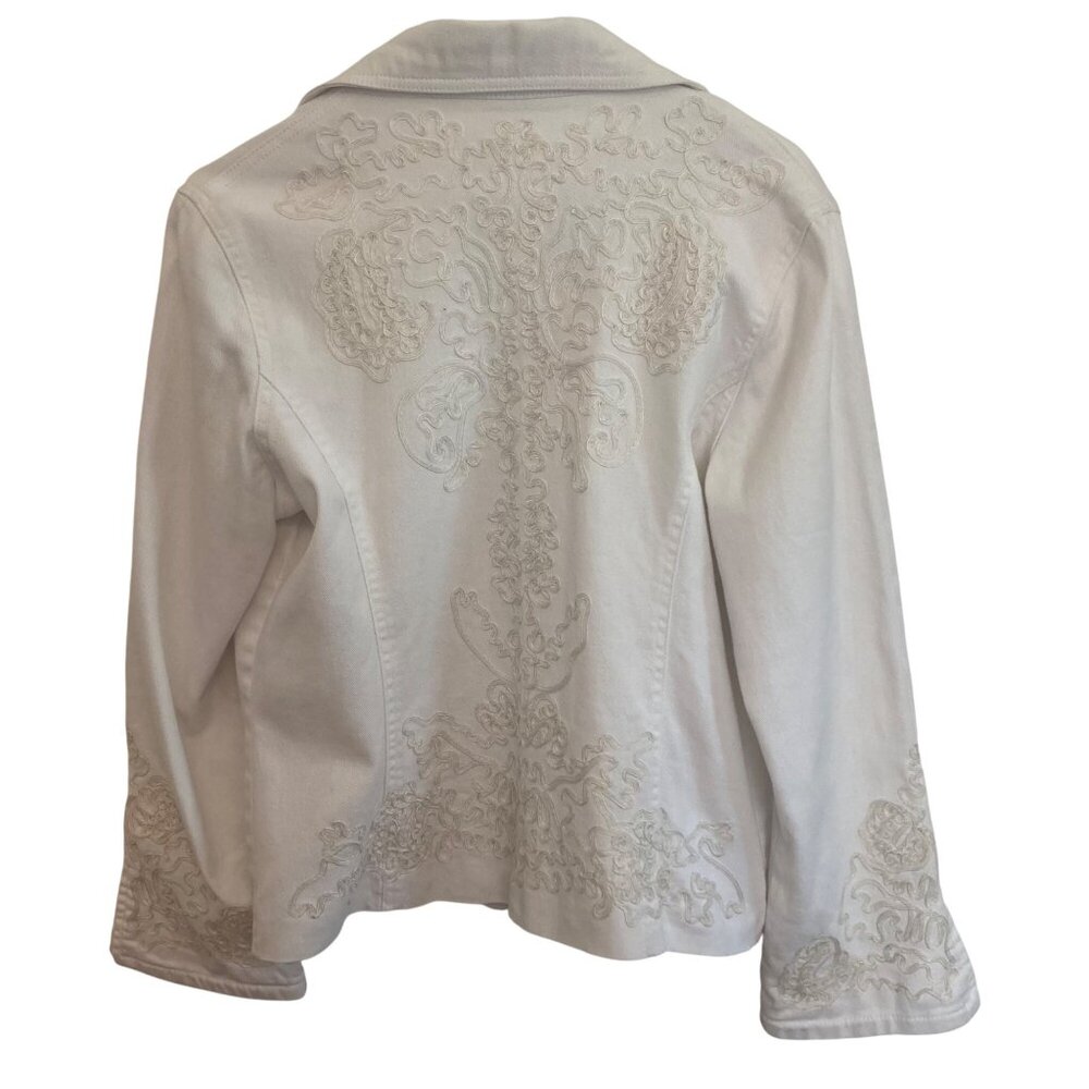 Coldwater Creek Spirit Jacket Womens 8 White Embroidered Coastal Cowgirl Western - Picture 6 of 9
